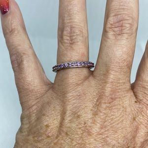 Amethyst Stackable Ring, Sterling Silver, Size 8